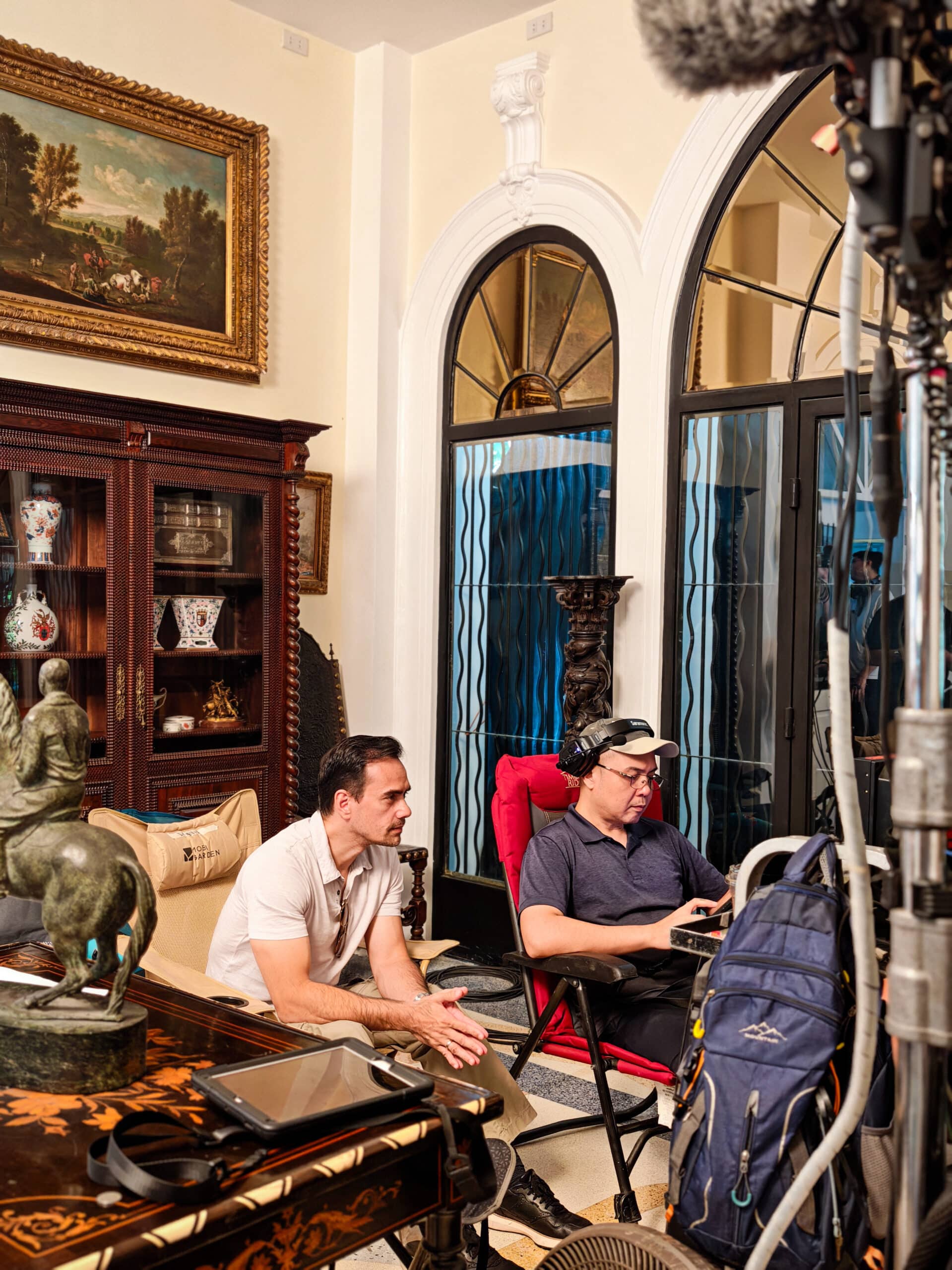 TJ Trinidad and director Jerrold Tarog while at the set of "Quezon." Image: Courtesy of TBA Studios
