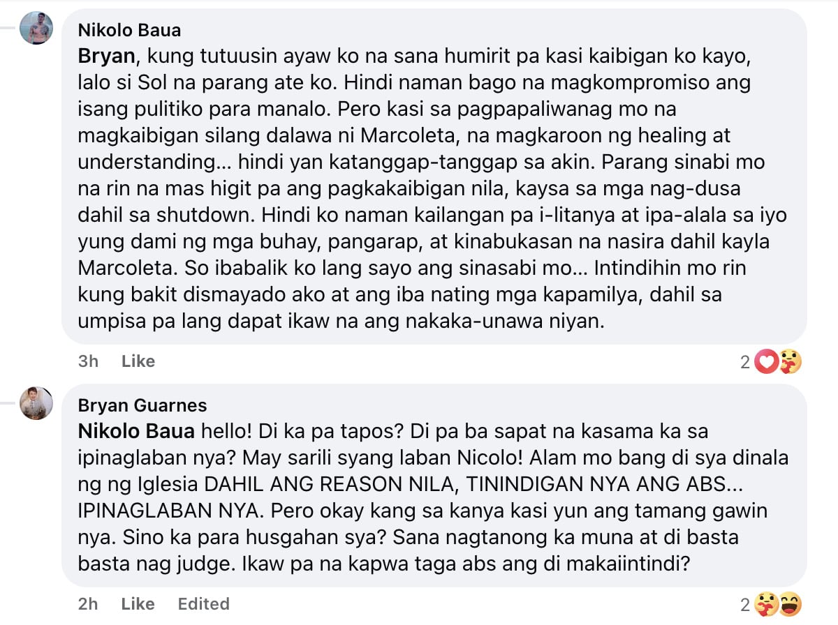 Ging Reyes dismayed over Sol Aragones supporting Rodante Marcoleta